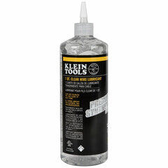 Klein Premium Synthetic Clear Lubricant 1-quart bottle with clear liquid and black label for network cabling maintenance Main image