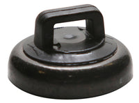 Small black magnetic cable tie mount with rounded base and slot opening for cable management