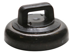 Small black magnetic cable tie mount with rounded base and slot opening for cable management