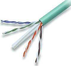 Wavenet Enhanced 600 MHz Cat 6e network cable with green jacket showing twisted pair copper conductors and color-coded wires Main image