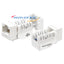 Two white Wavenet Cat 6 keystone jacks showing internal wiring terminals and UL certification mark