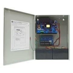 Altronix 12VDC 10 Amp access control power supply with open enclosure showing blue circuit board, wiring connections, and do… Main image