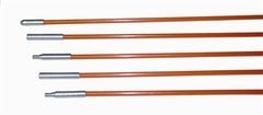 Fiberfish II 3/16 inch diameter orange fish tape rods with metal ferrules, six foot length kit for network cabling