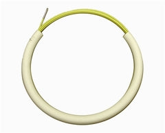 Fibersnake 3/16 inch diameter yellow and white flexible conduit coil, 25 feet length for cable management