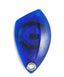 Blue Paradox proximity card with silver button contact and rounded rectangular shape for access control systems