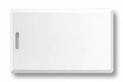 White Paradox high-gloss ISO proximity card with printable surface and grey access card slot detail