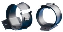 Two silver CADDY cable retainers with black mounting brackets for structured cabling organization and management