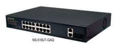 SECO-LARM 16-port Gigabit PoE+ network switch with 2 uplink ports and 2 SFP slots for structured cabling infrastructure