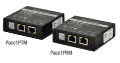 Pace1PRMT and Pace1PRM IP and PoE+ extender units for transmitting network signals over extended CAT5e or UTP cable distances