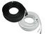 100-foot RG59 video and power cable with BNC and DC connectors in black and white coils