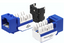 Wavenet Cat6A Keystone Jack in blue and white with black punch-down tool, professional networking hardware for structured ca…