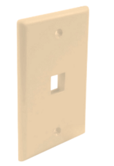 Ivory single gang flush style faceplate with one port opening for network cabling installation Main image