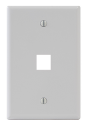 White single gang oversized faceplate with one square port opening for network cabling Main image
