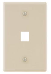 Almond single gang oversized faceplate with one port opening and mounting screws