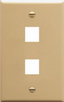 Ivory oversized faceplate with two square ports for network cabling, single gang wall mount