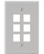 White ICC single gang oversized faceplate with 6 port openings arranged in 3 rows of 2 columns