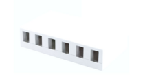 Ivory 6-port surface mount box with gray outlet ports, networking cable management solution