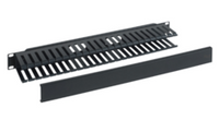 Black ICC horizontal finger duct panel 6-pack for 1 RMS rack cable management and organization