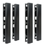Four black vertical metal channels for 7-foot server racks with mounting holes, designed for side or center installation