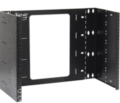 ICC EZ Fold black hinged wall mount bracket with 6-inch depth for 8 RU rack installation Main image