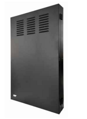 VMP vertical equipment wall cabinet 2U, 20 inches deep, black steel construction with ventilation slots for network cabling …