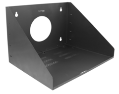 WMS-18 wall mount shelf with circular opening and mounting holes for network cabling equipment installation