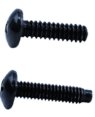 Two black steel #12-24 rack screws with pan heads and threaded shanks displayed side by side Main image