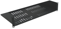 14-inch solid vented bottom single-sided 1U rack shelf with black finish for server cabinet cable management