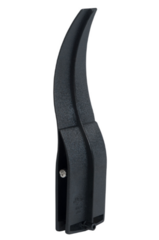 Black curved cable retainer clip for server rack cable management, part of 10-pack ladder rack accessory kit