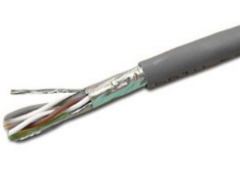 Wavenet Cat6e shielded plenum cable with gray jacket showing twisted copper pairs and shielding layer Main image