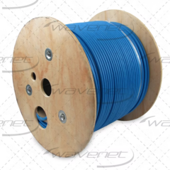 Wavenet Cat6A FTP plenum-rated shielded network cable spool, 1000 feet, blue jacket on wooden reel