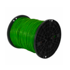 Green Cat5e plenum-rated networking cable spool with black reel, 1000 feet bulk cabling