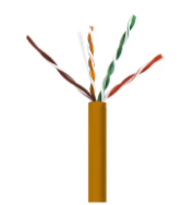 Cat 6 plenum cable with orange jacket showing twisted copper wire pairs inside cross-section view Main image