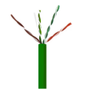 Wavenet Cat 6 UTP Riser cable with green jacket showing twisted copper pairs extending from cable end Main image