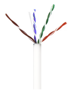 Wavenet Cat6 UTP plenum cable with five color-coded twisted pairs fanned out from white jacket