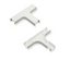 White 1 1/4 inch raceway tee and base connector for structured cabling systems