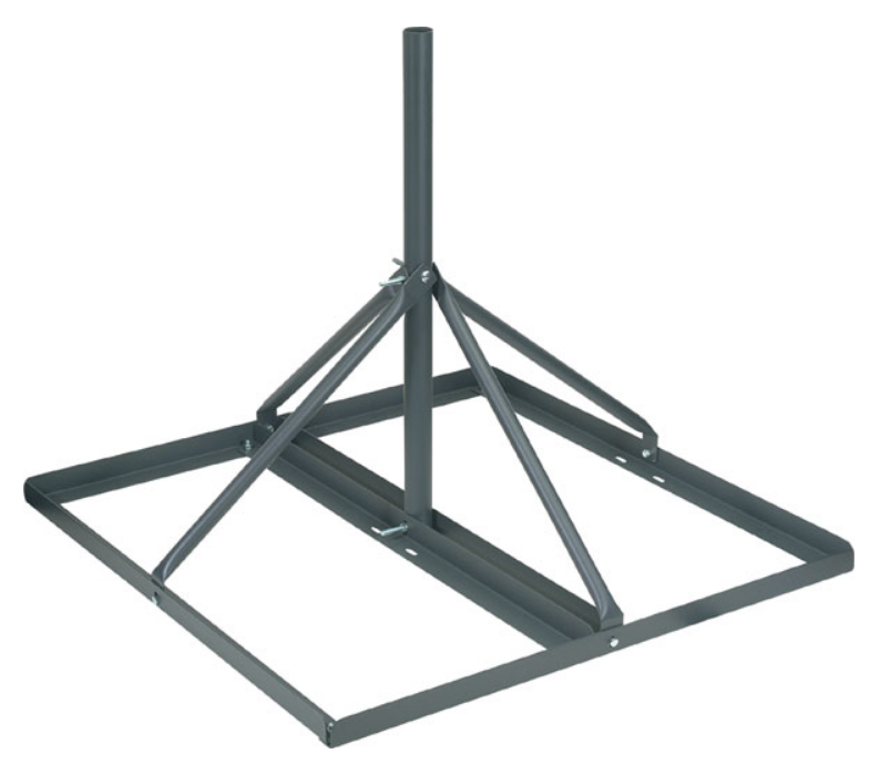 FRM-125 non-penetrating roof mount with 60-inch mast and 1.25-inch outer diameter, featuring pyramid-shaped base frame
