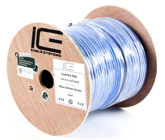 Lutron 22/2 w/Shield & Drain + 12/2 + 18/1  Plenum (CMP)- 1000ft Reel - Blue w/White Stripe