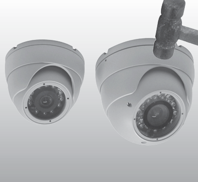 Two gray mini vandal-resistant dome security cameras with infrared night vision and weatherproof housing, shown from front a… Main image