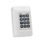 AC-115 single-door networkable access controller with white housing and 12-button keypad for secure entry