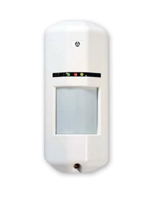 White outdoor dual technology motion detector with PIR and microwave sensors, 40x40 foot detection range, UV and waterproof …