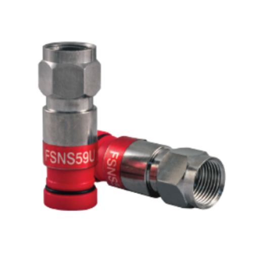 BEL-FS59US F connector nickel 59 universal splice with red compression band and metal ferrule