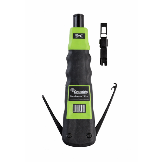 Greenlee SurePunch Pro PDT punch down tool with 110/66 blade, includes impact module and cable stripper attachment Main image