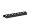Black 1U finger duct cable manager for server rack with cable routing slots and mounting brackets