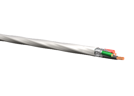 #12/2 stranded shielded plenum CMP cable with color-coded conductors and copper connectors
