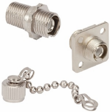 ST fiber optic adapter simplex connectors with metal coupling nuts and protective dust cap assembly