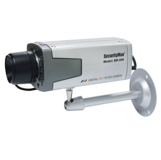 SecurityMan SM-308 digital color CCD indoor surveillance camera with auto iris lens and wall mount bracket