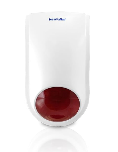 SM-103 wireless outdoor siren with white housing and red alarm indicator lens for security system installations Main image