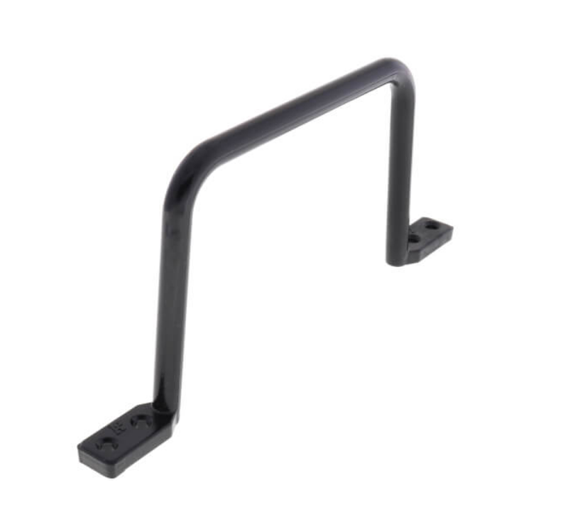 Black non-conductive D-ring cable management bracket with 3x5 inch dimensions and smooth bearing wire routing