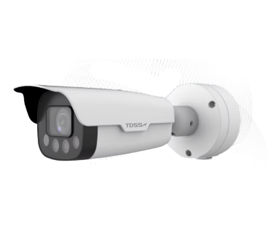 TDLPR250M-M 2MP ANPR bullet camera with license plate recognition, white cylindrical body, PoE connectivity, mounted on wall…